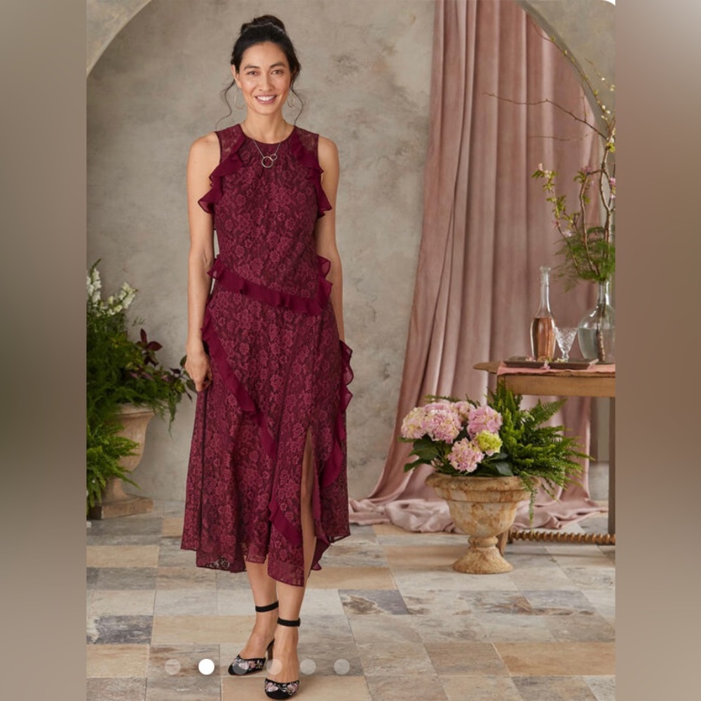 NWT Sundance D’Orsay red ruffled lace dress XS